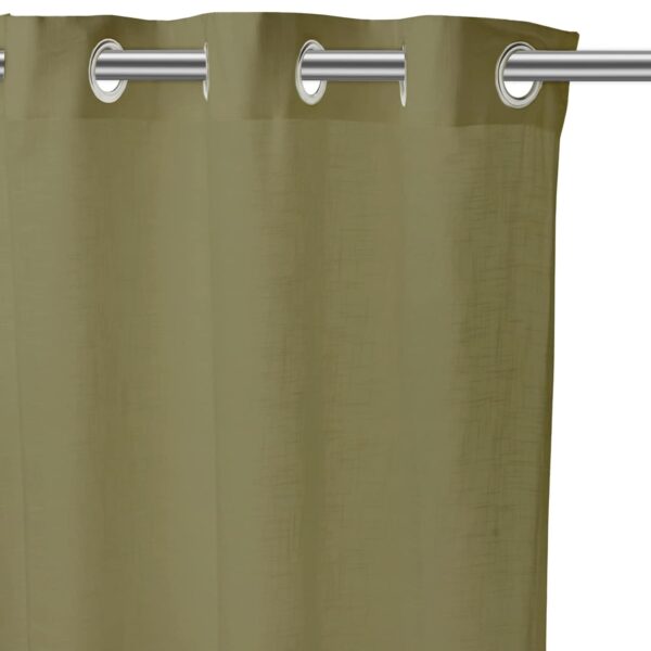 Sage Green Cotton Linen Sheer Curtains with Eyelet Rings for Doors - Image 2