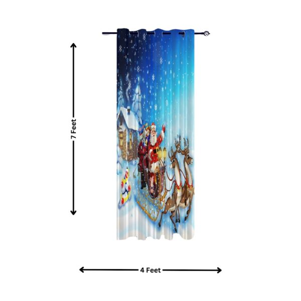 Modern 3D Christmas Printed Curtains in Polyester - 7x4 Feet, Eyelet Design - Image 4