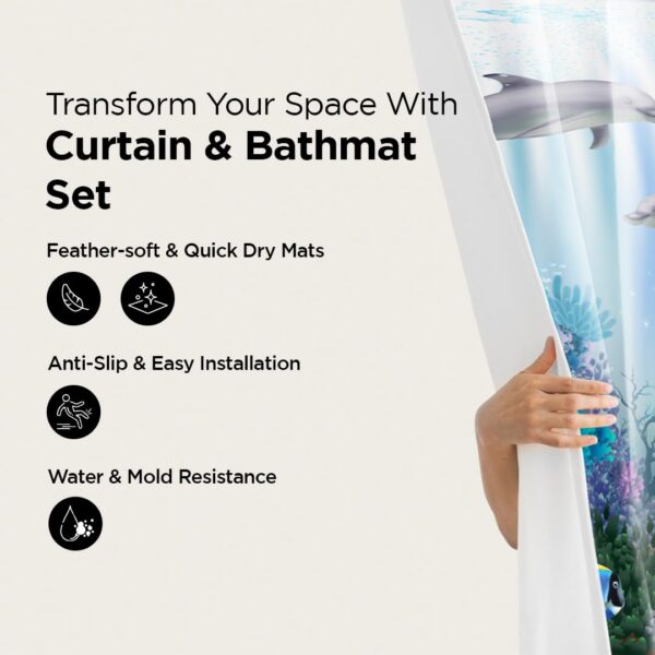 Vibrant UMAI Shower Curtain and Bathmat Set for Stylish Bathrooms - Image 2