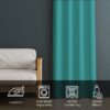 Room Darkening Aqua Blackout Curtains for Home & Office | Insulated Design - Image 3