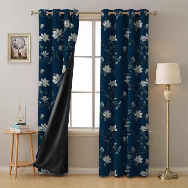 Premium Blue Blackout Curtains Set of 2 for 7Ft Doors - Image 2