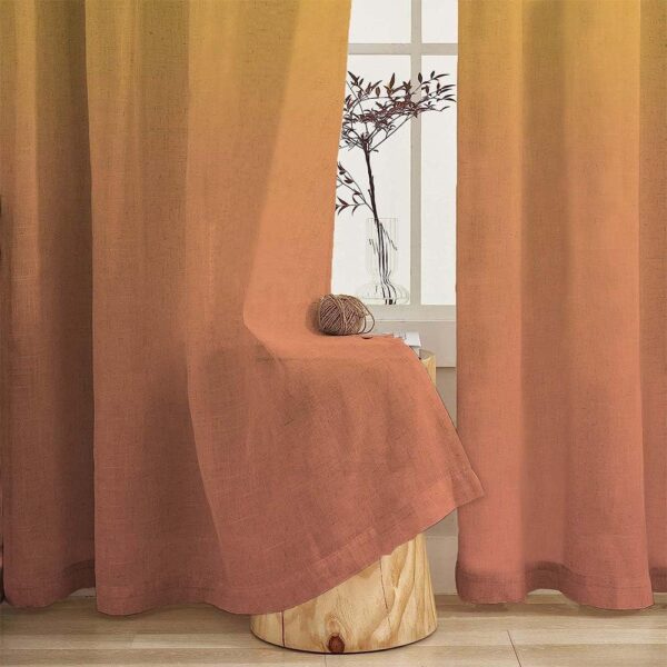 Stylish Dark Salmon Ombre Sheer Curtains for Room Darkening Effect - Image 3