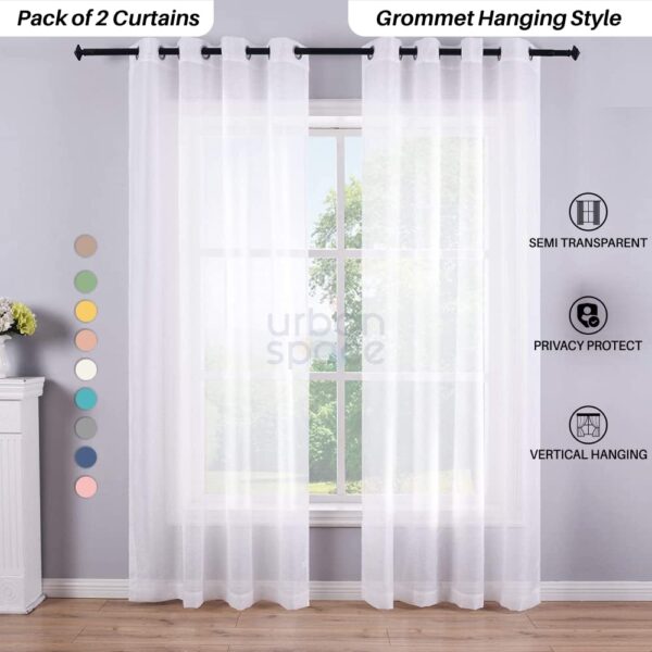 Urban Space Linen Textured Sheer Curtains - Stylish Room Darkening for Doors - Image 2