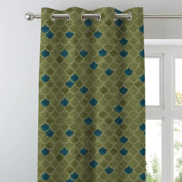 Premium Green/Teal Abstract Curtains for 5ft Windows - Set of 2 - Image 2