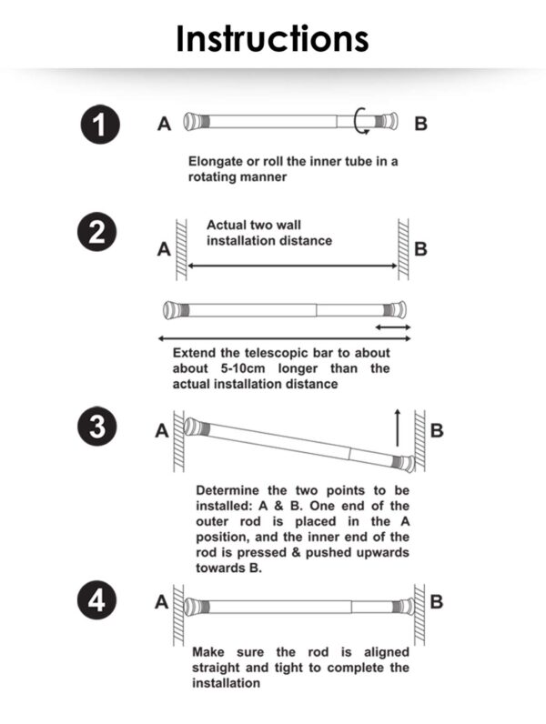 Adjustable Tension Shower Curtain Rod: Easy Installation, Sturdy & Rust-Proof - Image 9