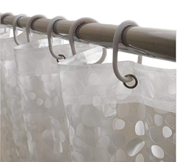 Waterproof PVC Shower Curtain with Eyelet Rings - 9 Feet Long (White) - Image 2