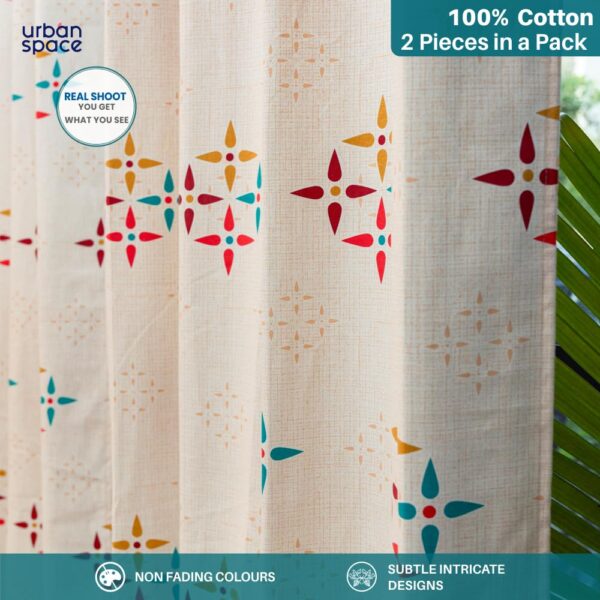 Urban Space 100% Cotton Curtains: Light-Filtering Room Darkening Tieback Set of 2 - Image 4