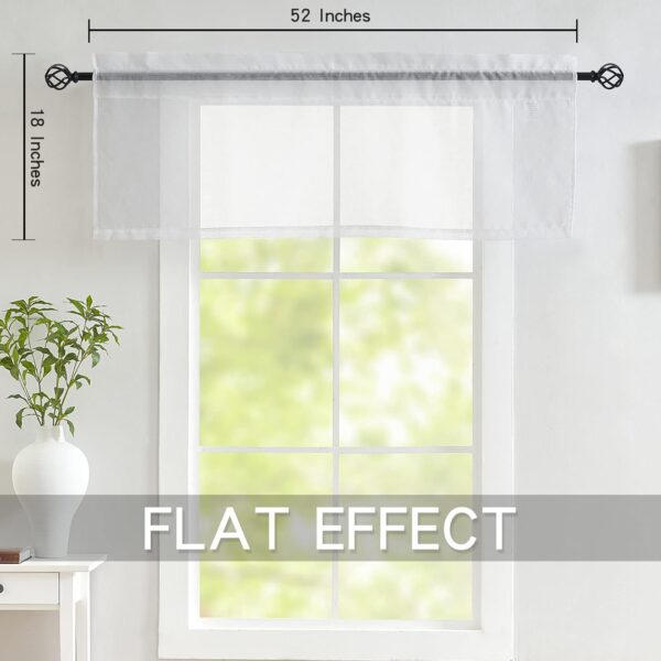 Elegant White Sheer Valance Curtains for Windows - 2 Panels, 18 Inch Length - Image 5