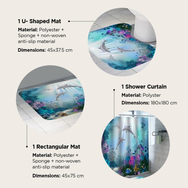 Vibrant UMAI Shower Curtain and Bathmat Set for Stylish Bathrooms - Image 3