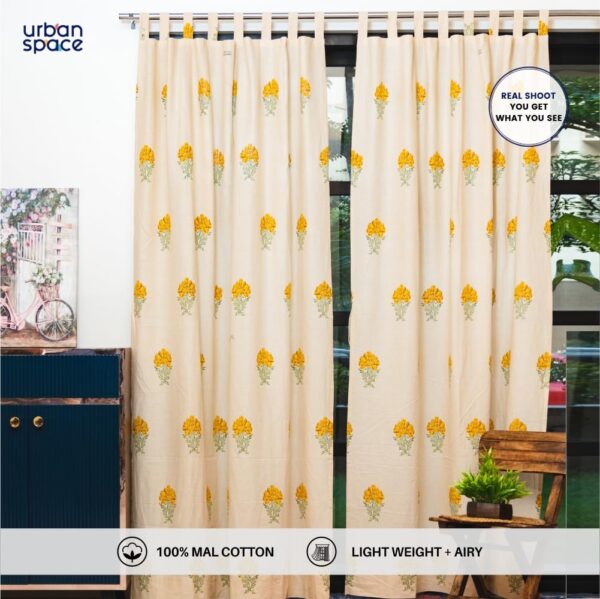 Urban Space 100% Cotton Floral Curtains for Room Darkening and Style - Image 3