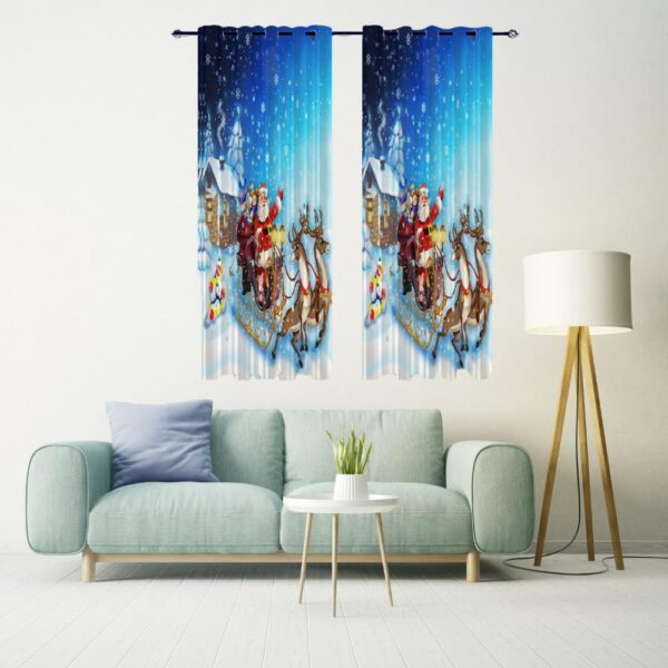 Modern 3D Christmas Printed Curtains in Polyester - 7x4 Feet, Eyelet Design - Image 2