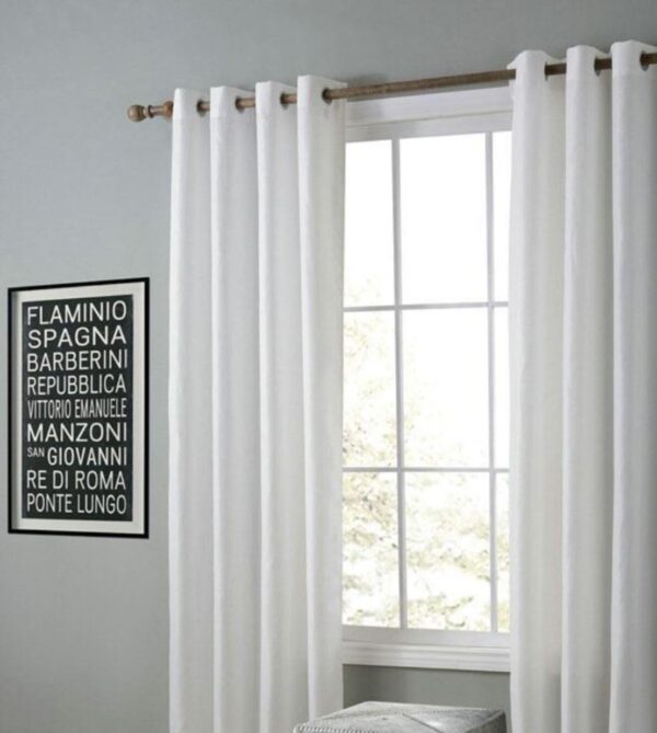 Elegant HFI Royal Silky Polyester Eyelet Curtains - 6 Feet, White, 2 Pieces - Image 2