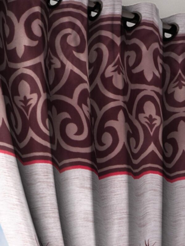 Home Sizzler Maroon 4 Piece Eyelet Polyester Curtains for Elegant Windows - Image 2