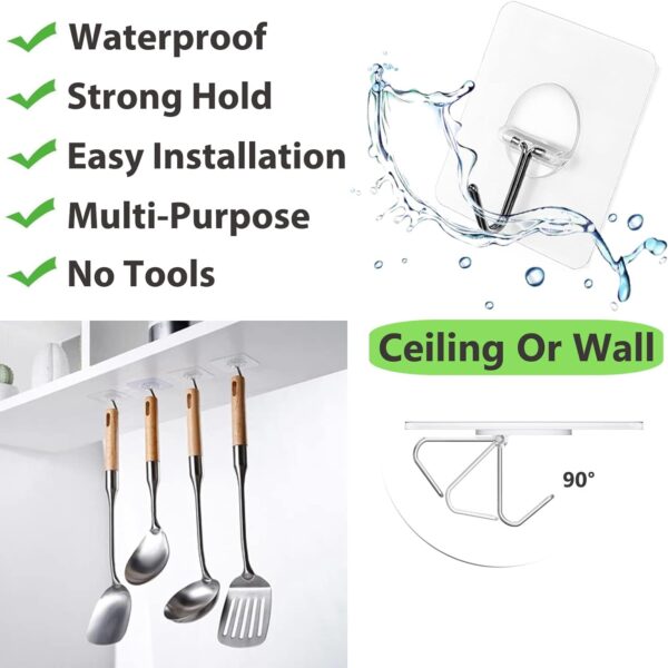 Heavy Duty Adhesive Wall Hooks - No Drill, Easy Wall Hanging Solution - Image 7