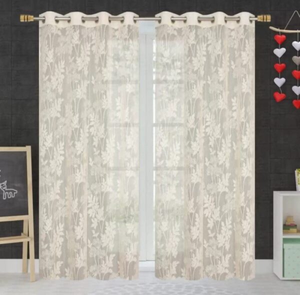 Elegant Offwhite Eyelet Curtains for Living Room, Bedroom, and Kitchen Decor - Image 2