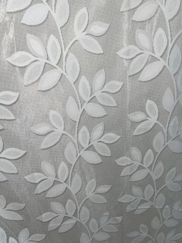 Elegant White Net Curtains with Leaf Design for 4x9 Feet Doors - Image 2