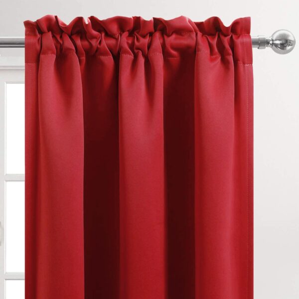 Red Christmas Valance for Kitchen Window - Blackout Curtains 52x14 Inch - Image 3