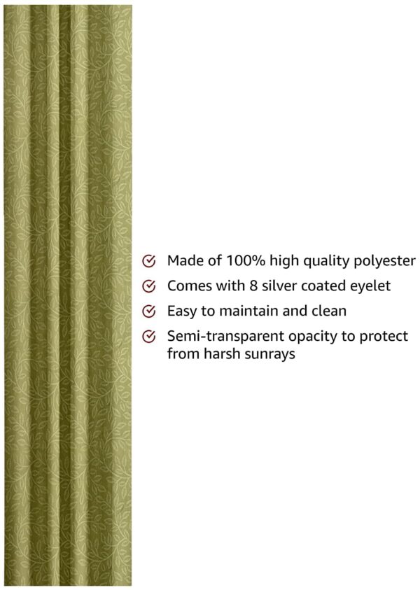 Elegant Green Polyester Long Door Curtains - 9 Feet, Pack of 2 - Image 2