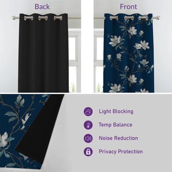 Premium Blue Blackout Curtains Set of 2 for 7Ft Doors - Image 3