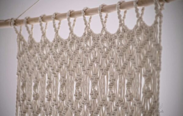 Handmade Macrame Door Curtain for Stylish Wall Decoration in Off White - Image 4