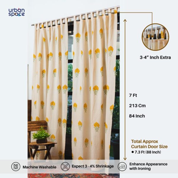 Urban Space 100% Cotton Floral Curtains for Room Darkening and Style - Image 5