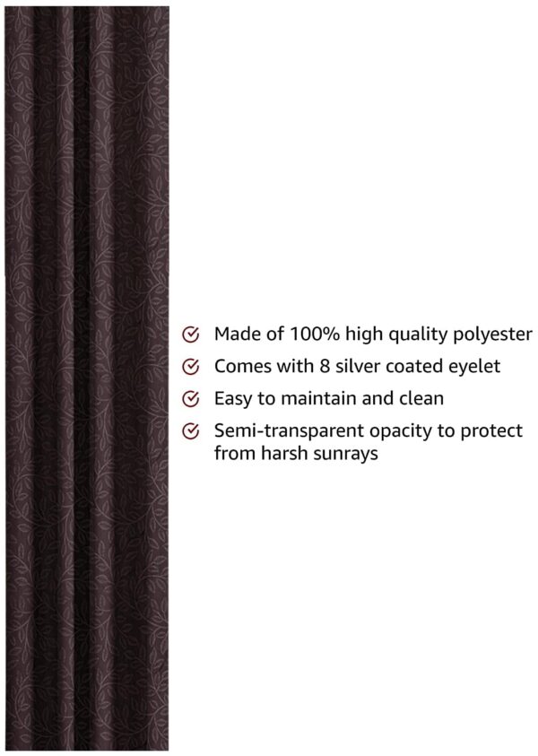 Stylish Solimo Coffee Polyester Door Curtains - Pack of 2, 7 Feet Long - Image 2