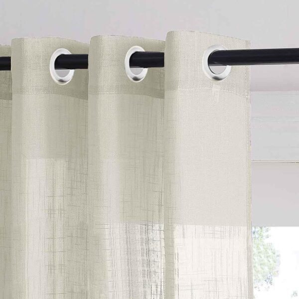 Sun-Kissed Marigold Floral Linen Sheer Curtains - 8ft Grommet Door Set - Image 2