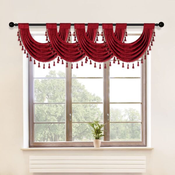 ELKCA Thick Chenille Waterfall Valances for Stylish Living Room & Kitchen - Image 2