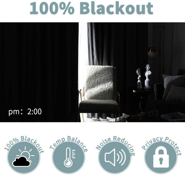 Thermal Insulated Blackout Curtains for Bedroom: Light Grey Noise Reducing Solution - Image 3