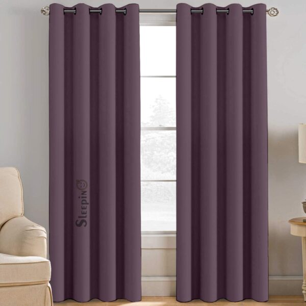 SEEPINO Blackout Curtains Set: 100% Room Darkening Thermal Insulated Plum Color - Image 4