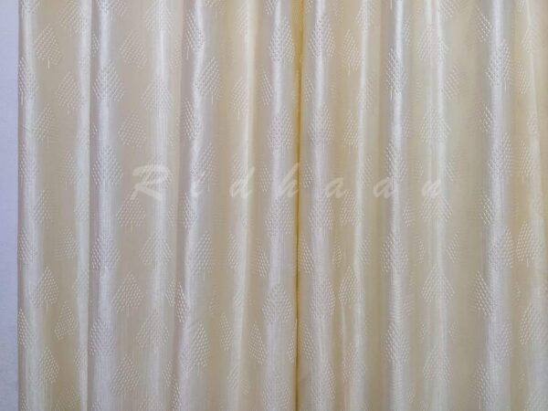 Elegant Cream and Golden RIDHAAN Fabric Curtains with Tiebacks - Pack of 3 - Image 3