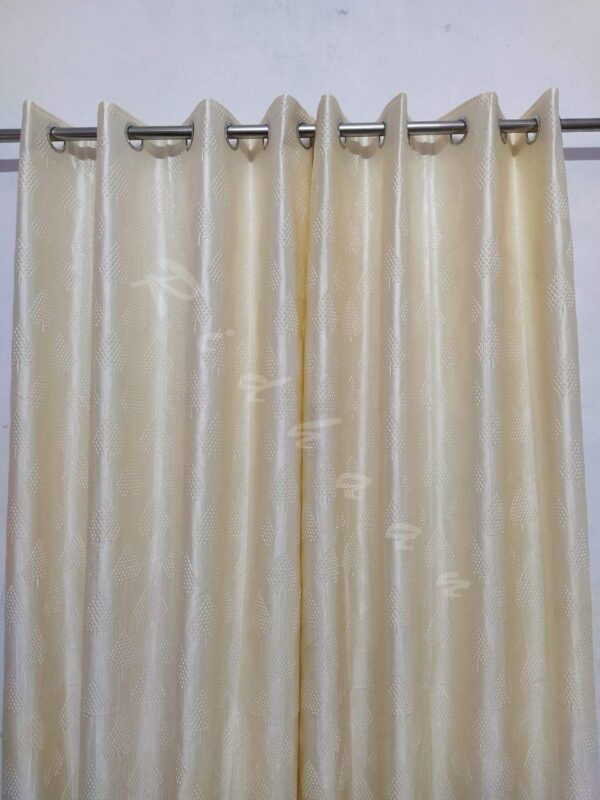 Elegant Cream and Golden RIDHAAN Fabric Curtains with Tiebacks - Pack of 3 - Image 4