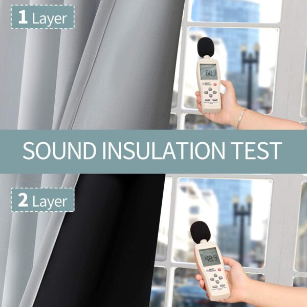 Thermal Insulated Blackout Curtains for Bedroom: Light Grey Noise Reducing Solution - Image 4