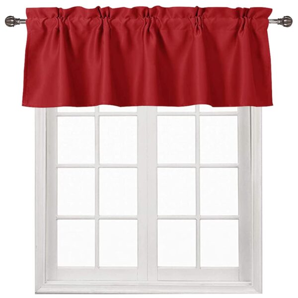 Red Christmas Valance for Kitchen Window - Blackout Curtains 52x14 Inch - Image 7