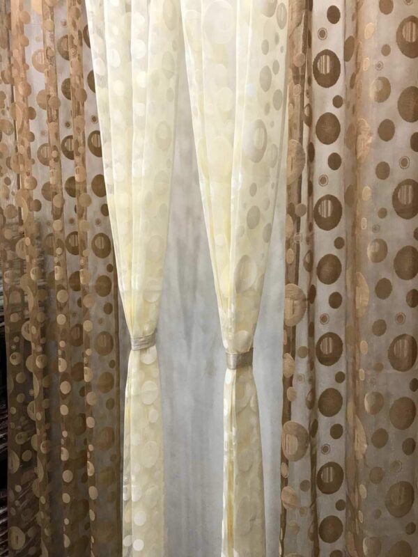 Elegant RIDHAAN Brown Dot Circles 9 Feet Imported Net Fabric Curtains - Image 4