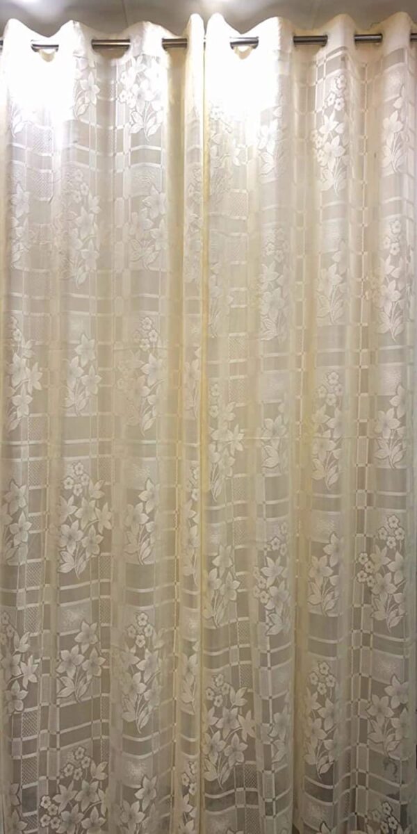 Elegant Semi-Sheer Beige Curtains for 9Ft Doors - Set of 2 - Image 2