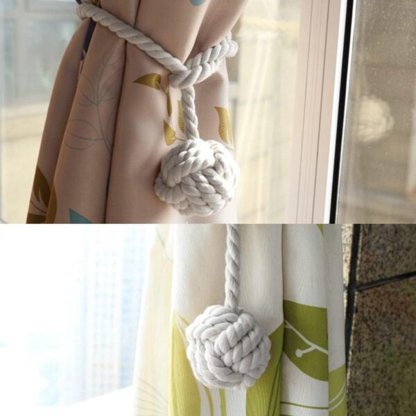 Handmade Cotton Curtain Tiebacks: Rustic Boho Holdbacks for Vintage Decor - Image 6