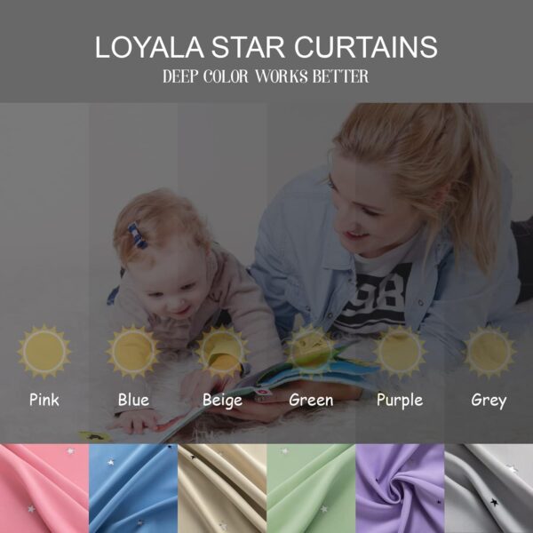 Loyala Stars Blackout Curtains: Stylish Double Layer Kids Beige Curtains 108 Inches - Image 9