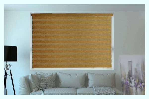 Stylish Gold Zebra Blinds Polyester Curtains for Windows and Outdoor Decor - Image 2