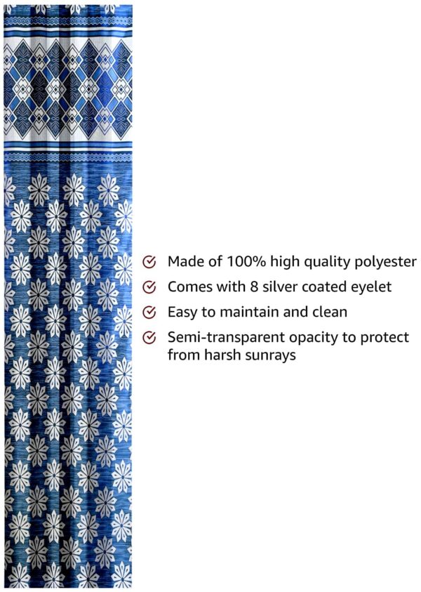 Solimo Majestic Mandala Blue Opaque Curtains - Elegant 9 Feet Grommet Pair - Image 2