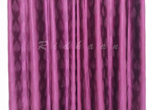 Elegant Purple Long Crush Curtains with Pine Tree Design and Tie Back Set - Image 4