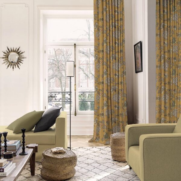 Mustard Yellow Satin Curtains Set for Room Darkening and Garden Charm - Image 2