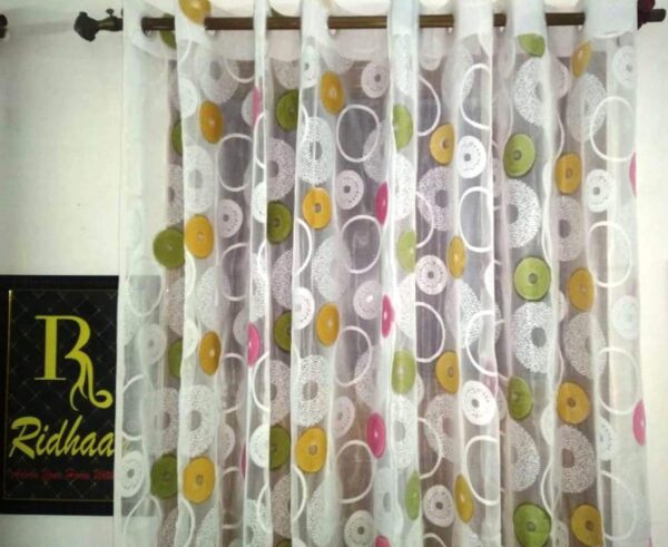 RIDHAAN Multicolour Tissue Net Bubbles Design Door Curtains - 7x4 Feet - Image 6