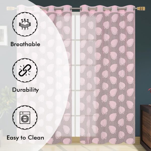 Sheer 6 Feet Long Curtains for Doors - Light Filtering Pink Design - Image 6