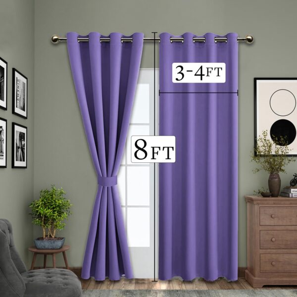 100% Blackout 8 Feet Long Curtains Set of 2 for Home Decor - Image 2