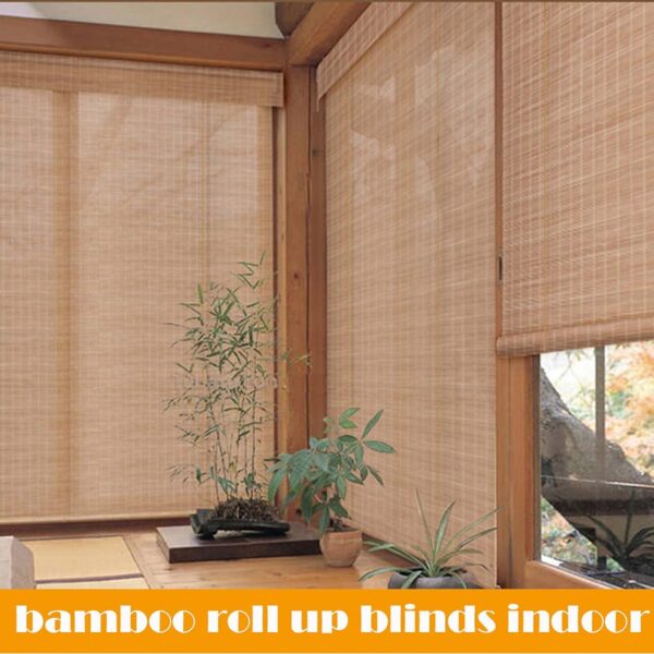 Natural Bamboo Roller Shades for Light Filtering and Blackout Options - Image 2