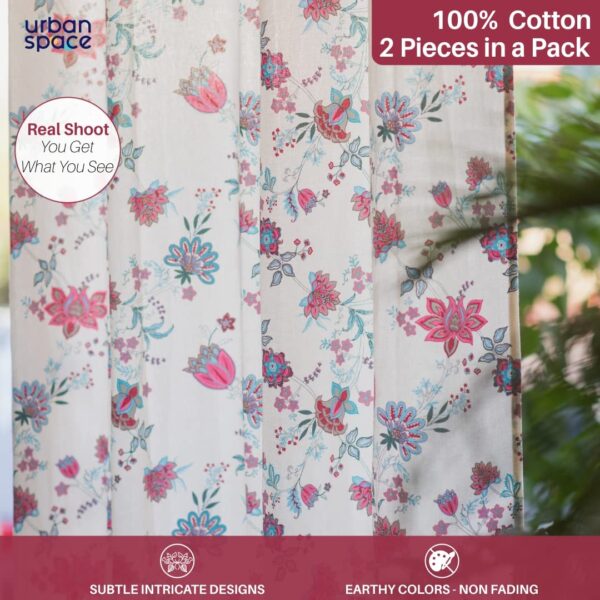 Elegant 100% Cotton Door Curtains for Room Darkening in Passion Flower Pink - Image 2