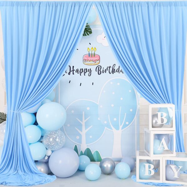 Sky Blue Wrinkle-Free Backdrop Curtains for Stunning Photography and Events - Image 2