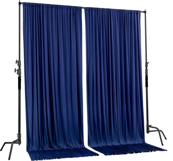 Navy Blue Polyester Backdrop Curtains for Weddings and Home Decor - Image 2