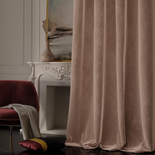 Elegant Parisian Blush Velvet Curtain for Living Room and Bedroom Decor - Image 5